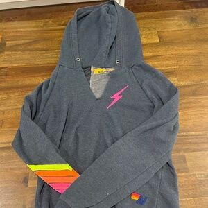 Grey and Neon Aviator Nation Hoodie XS
